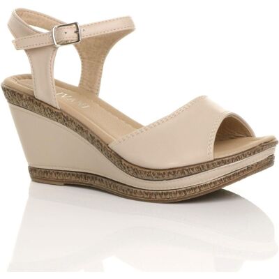 AJVANI Women's High Wedge Heels Ankle Strap Cork Sandals in Nude Size: 8 Nude 8 AJVANI Women's High Wedge Heels Ankle Strap Cork Sandals in Nude Size: 8 Nude 8