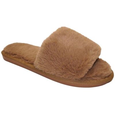 IVACHY Women's Faux Fur Lined Fluffy Winter Warm & Cosy Opened Toe Slippers in Camel Size: 5 Camel 5 IVACHY Women's Faux Fur Lined Fluffy Winter Warm & Cosy Opened Toe Slippers in Camel Size: 5 Camel 5