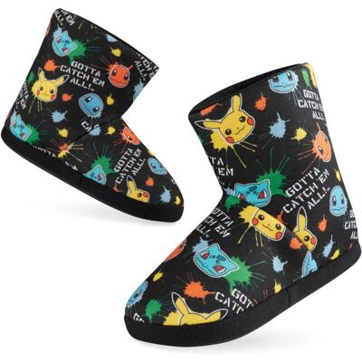Pokemon AOP Bootie Slippers Non Slip Warm Home Shoes in Black Size: 3 Black 3 Pokemon AOP Bootie Slippers Non Slip Warm Home Shoes in Black Size: 3 Black 3