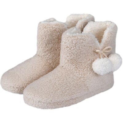 Smart Living Women's Teddy Fleece Bootie Slippers in Natural Size: Large Natural L Smart Living Women's Teddy Fleece Bootie Slippers in Natural Size: Large Natural L