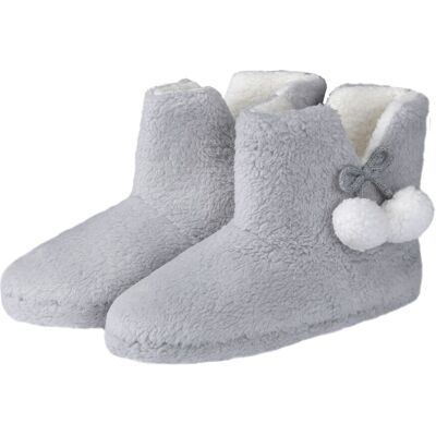 Smart Living Women's Teddy Fleece Bootie Slippers in Grey Size: Medium Grey M Smart Living Women's Teddy Fleece Bootie Slippers in Grey Size: Medium Grey M