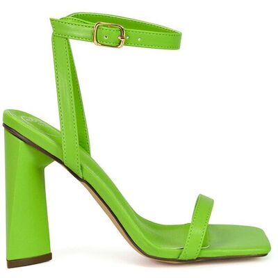 XY London Women's 'Max' Strappy Square Toe Sculptured Block High Heel Sandals in Green Size: 5 Green 5 XY London Women's 'Max' Strappy Square Toe Sculptured Block High Heel Sandals in Green Size: 5 Green 5