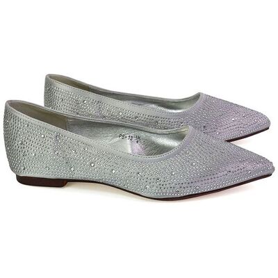 XY London Women's 'Marshall' Bridal Shoes Flat Pointed Toe Sparkly Rhinestones Ballerina in Silver Size: 4 Silver 4 XY London Women's 'Marshall' Bridal Shoes Flat Pointed Toe Sparkly Rhinestones Ballerina in Silver Size: 4 Silver 4
