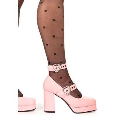 Lamoda Women's Chrome Heart Pink Patent Platform Heels Gothic Chunky Festival Shoes Size: 4 Pink 4 Lamoda Women's Chrome Heart Pink Patent Platform Heels Gothic Chunky Festival Shoes Size: 4 Pink 4
