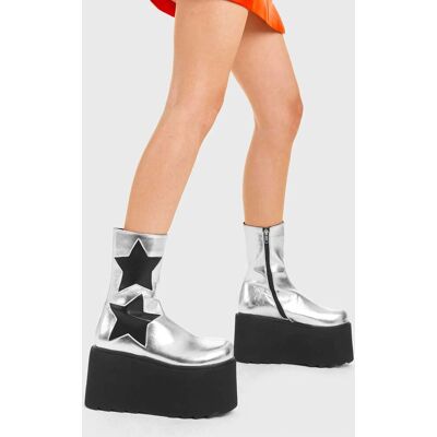 Lamoda Women's Big Shot Silver Chunky Platform Ankle Boots Stylish Comfortable Size: 4 Silver 4 Lamoda Women's Big Shot Silver Chunky Platform Ankle Boots Stylish Comfortable Size: 4 Silver 4