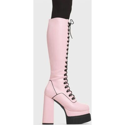 Lamoda Women's Hidden Agenda PinkPU Creeper Platform Knee High Boots Comfortable in Pink Size: 4 Pink 4 Lamoda Women's Hidden Agenda PinkPU Creeper Platform Knee High Boots Comfortable in Pink Size: 4 Pink 4