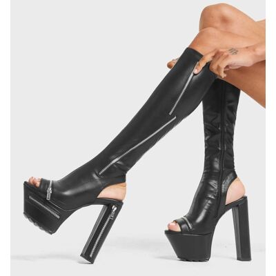 Lamoda Women's Give It Up Black PU Platform Knee High Boots Stylish High Heel Size: 5 Black 5 Lamoda Women's Give It Up Black PU Platform Knee High Boots Stylish High Heel Size: 5 Black 5