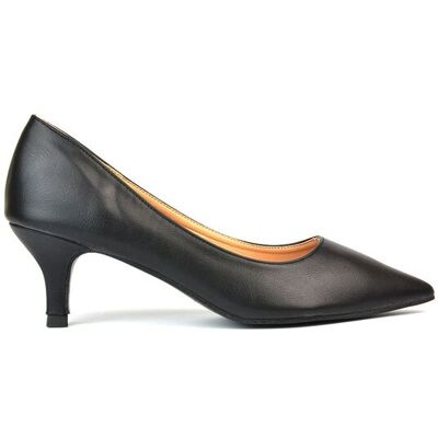 XY London Women's 'Cali' Pointed Toe Low Stiletto Kitten High Heel Court Shoes in Black Size: 4 Black 4 XY London Women's 'Cali' Pointed Toe Low Stiletto Kitten High Heel Court Shoes in Black Size: 4 Black 4