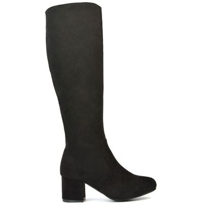 XY London Women's 'Honey' Knee High Boots with Mid Block Heel & Inside Zip in Jet Black Size: 7 Jet Black 7 XY London Women's 'Honey' Knee High Boots with Mid Block Heel & Inside Zip in Jet Black Size: 7 Jet Black 7