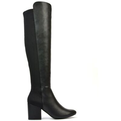 XY London Women's ‘Falcon' Knee High Boots Elasticated Calf Fit Mid Block Heel in Black Size: 3 Black 3 XY London Women's ‘Falcon' Knee High Boots Elasticated Calf Fit Mid Block Heel in Black Size: 3 Black 3
