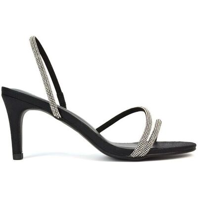XY London Women's 'Polly' Slingback Strappy Diamante Stiletto High Heel Sandals in Black Size: 6 Black 6 XY London Women's 'Polly' Slingback Strappy Diamante Stiletto High Heel Sandals in Black Size: 6 Black 6