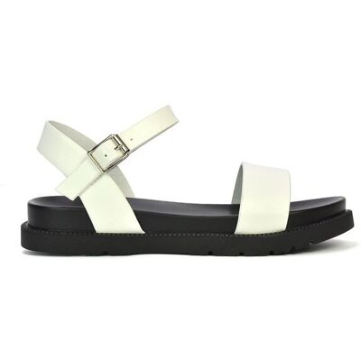 XY London Women's 'Grace' Two Strap Open Toe Platform Sandal Shoes in White Size: 6 White 6 XY London Women's 'Grace' Two Strap Open Toe Platform Sandal Shoes in White Size: 6 White 6