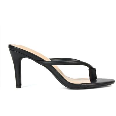 XY London Women's 'Celina' Stiletto High Heel Mules With Thong Strap in Black Size: 6 Black 6 XY London Women's 'Celina' Stiletto High Heel Mules With Thong Strap in Black Size: 6 Black 6