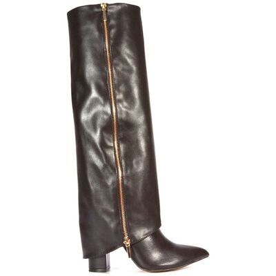 XY London Women's 'Allie' Pointed Toe Knee High Boots With Fold Over in Brown Size: 6 Brown 6 XY London Women's 'Allie' Pointed Toe Knee High Boots With Fold Over in Brown Size: 6 Brown 6