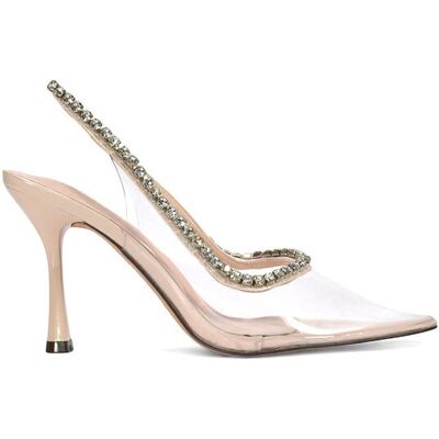 XY London Women's 'Beryl' Jewelled Perspex High Heels With Pointed Toe in Nude Size: 4 Nude 4 XY London Women's 'Beryl' Jewelled Perspex High Heels With Pointed Toe in Nude Size: 4 Nude 4