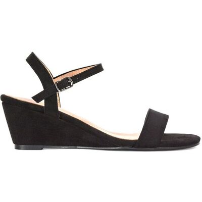 XY London Women's 'Alissa' Strappy Wedge Sandals With Ankle Strap in Jet Black Size: 5 Jet Black 5 XY London Women's 'Alissa' Strappy Wedge Sandals With Ankle Strap in Jet Black Size: 5 Jet Black 5