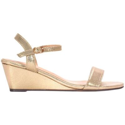 XY London Women's 'Alissa' Strappy Wedge Sandals With Ankle Strap in Gold Size: 5 Gold 5 XY London Women's 'Alissa' Strappy Wedge Sandals With Ankle Strap in Gold Size: 5 Gold 5