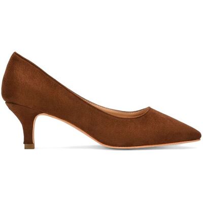 XY London Women's 'Cali' Pointed Toe Low Stiletto Kitten High Heel Court Shoes in Brown Size: 4 Brown 4 XY London Women's 'Cali' Pointed Toe Low Stiletto Kitten High Heel Court Shoes in Brown Size: 4 Brown 4