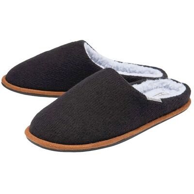 Dunlop Men's Plush Lined Mule Slippers With Memory Foam in Black Size: 8 Black 8 Dunlop Men's Plush Lined Mule Slippers With Memory Foam in Black Size: 8 Black 8