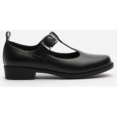 Where's That From Women's 'Piper' Wide Fit Mary Jane Loafers With Buckle Strap in Jet Black Size: 4E Jet Black 4E Where's That From Women's 'Piper' Wide Fit Mary Jane Loafers With Buckle Strap in Jet Black Size: 4E Jet Black 4E