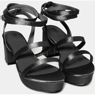 Yours Women's Wide Fit & Extra Wide Fit Satin Strappy Platform Heels in Black Size: 4EEE Black 4EEE Yours Women's Wide Fit & Extra Wide Fit Satin Strappy Platform Heels in Black Size: 4EEE Black 4EEE
