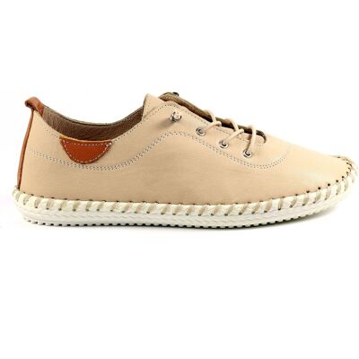 Lunar Women's St Ives Leather Plimsolls in Medium Beige Size: 6 Medium Beige 6 Lunar Women's St Ives Leather Plimsolls in Medium Beige Size: 6 Medium Beige 6