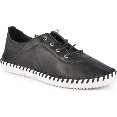 Lunar Women's St Ives Leather Plimsolls in Black Size: 5 Black 5 Lunar Women's St Ives Leather Plimsolls in Black Size: 5 Black 5