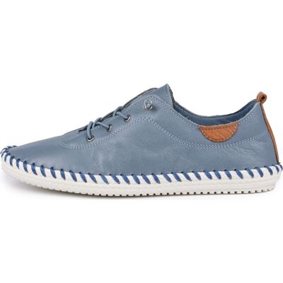 Lunar Women's St Ives Leather Plimsolls in Mid Blue Size: 4 Mid Blue 4 Lunar Women's St Ives Leather Plimsolls in Mid Blue Size: 4 Mid Blue 4