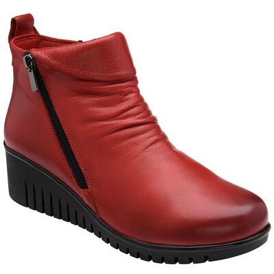 Lotus Women's Red 'Cordelia' Leather Wedge Ankle Boots Size: 6 Red 6 Lotus Women's Red 'Cordelia' Leather Wedge Ankle Boots Size: 6 Red 6
