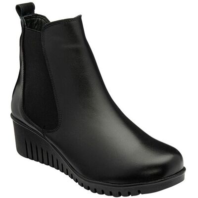 Lotus Women's Black Leather 'Dresden' Wedge Ankle Boots Size: 6 Black 6 Lotus Women's Black Leather 'Dresden' Wedge Ankle Boots Size: 6 Black 6