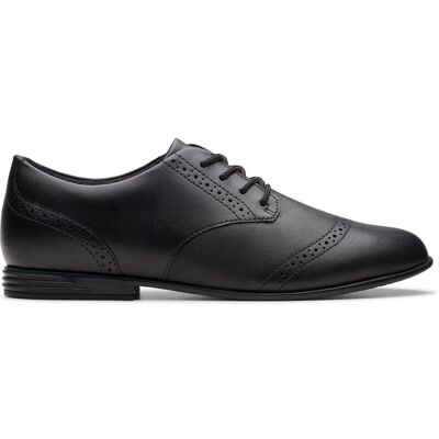 Clarks Finja Brogue Youth Black Leather School Shoes, Lace Up, Brogues Size: 9-Narrow Fit Black 9-Narrow Fit Clarks Finja Brogue Youth Black Leather School Shoes, Lace Up, Brogues Size: 9-Narrow Fit Black 9-Narrow Fit