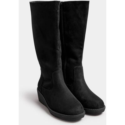 Yours Women's Extra Wide Fit Faux Suede Wedge Boots in Black Size: 7EEE Black 7EEE Yours Women's Extra Wide Fit Faux Suede Wedge Boots in Black Size: 7EEE Black 7EEE
