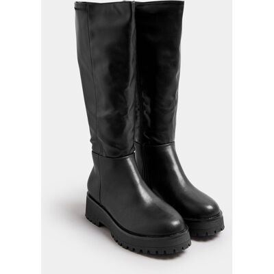Yours Women's Wide Fit & Extra Wide Fit Faux Leather Chunky Knee High Boots in Black Size: 7EEE Black 7EEE Yours Women's Wide Fit & Extra Wide Fit Faux Leather Chunky Knee High Boots in Black Size: 7EEE Black 7EEE