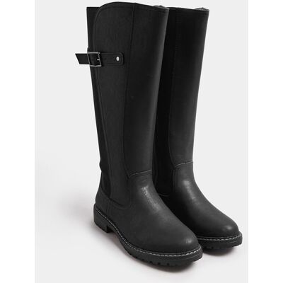 Yours Women's Extra Wide Fit Faux Leather Stretch Knee High Boots in Black Size: 5EEE Black 5EEE Yours Women's Extra Wide Fit Faux Leather Stretch Knee High Boots in Black Size: 5EEE Black 5EEE