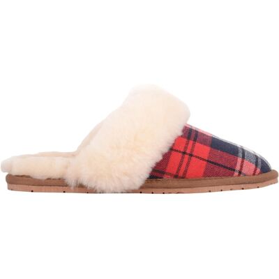 SNUGRUGS Women's Esme, Open Back Checked Sheepskin Mule Slippers with Cuff in Red Size: 5 Red 5 SNUGRUGS Women's Esme, Open Back Checked Sheepskin Mule Slippers with Cuff in Red Size: 5 Red 5