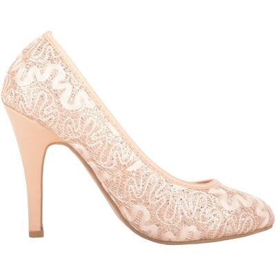 ABSOLUTE FOOTWEAR Women's High Heel Court Wedding Shoe with Lace Design in Off-White Size: 5 Off-White 5 ABSOLUTE FOOTWEAR Women's High Heel Court Wedding Shoe with Lace Design in Off-White Size: 5 Off-White 5