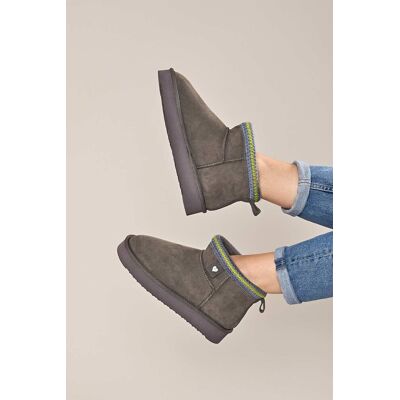 Moshulu Women's 'Merriment' Sheepskin Bootie Slippers in Grey Size: 4 Grey 4 Moshulu Women's 'Merriment' Sheepskin Bootie Slippers in Grey Size: 4 Grey 4