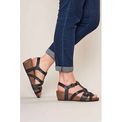 Moshulu Women's 'Polperro' Strappy Cork Wedge Sandals in Black Size: 6.5 Black 6.5 Moshulu Women's 'Polperro' Strappy Cork Wedge Sandals in Black Size: 6.5 Black 6.5