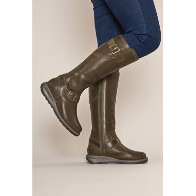 Moshulu Women's 'Stargazer' Long Leather Wedge Boots in Olive Size: 7 Olive 7 Moshulu Women's 'Stargazer' Long Leather Wedge Boots in Olive Size: 7 Olive 7
