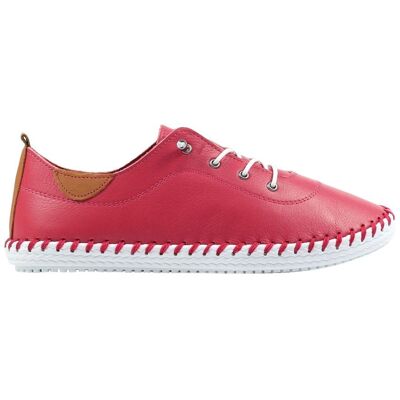 Lunar Women's St Ives Leather Plimsolls in Raspberry Size: 4 Raspberry 4 Lunar Women's St Ives Leather Plimsolls in Raspberry Size: 4 Raspberry 4