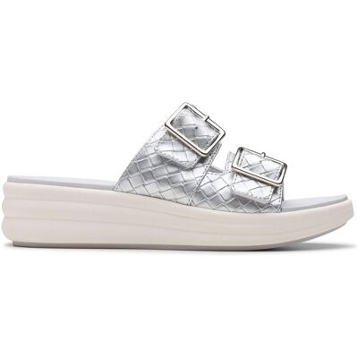 Clarks Women's Drift Buckle Silver Metallic Wedges, Heeled Sandals Size: 3-Standard Fit Silver 3-Standard Fit Clarks Women's Drift Buckle Silver Metallic Wedges, Heeled Sandals Size: 3-Standard Fit Silver 3-Standard Fit