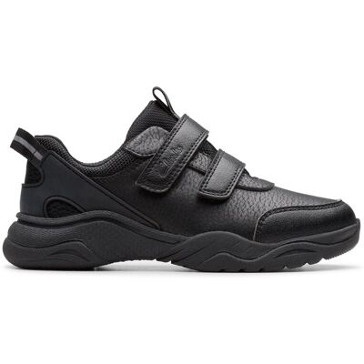 Clarks Feather Shine Kid Black Trainers, Riptape, School Shoes Size: 10.5-Wide Fit Black 10.5-Wide Fit Clarks Feather Shine Kid Black Trainers, Riptape, School Shoes Size: 10.5-Wide Fit Black 10.5-Wide Fit