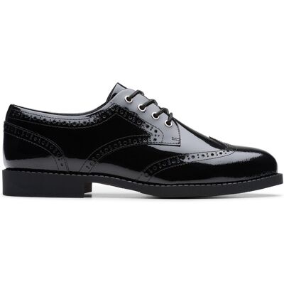 Clarks Tapa Pure Youth Black Patent Brogues, Lace Up, School Shoes Size: 4-Standard Fit Black 4-Standard Fit Clarks Tapa Pure Youth Black Patent Brogues, Lace Up, School Shoes Size: 4-Standard Fit Black 4-Standard Fit