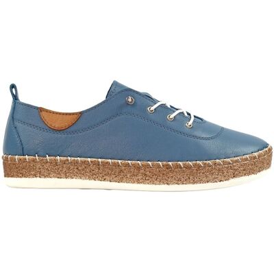 Lunar Women's Evie Leather Plimsolls in Mid Blue Size: 5 Mid Blue 5 Lunar Women's Evie Leather Plimsolls in Mid Blue Size: 5 Mid Blue 5