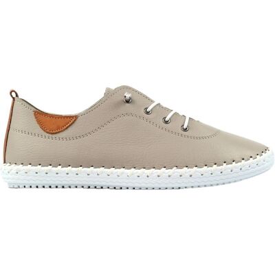 Lunar Women's St Ives Leather Plimsolls in Stone Size: 6 Stone 6 Lunar Women's St Ives Leather Plimsolls in Stone Size: 6 Stone 6