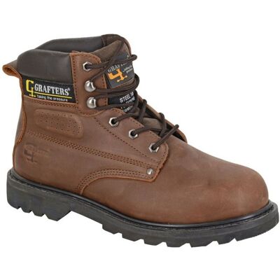 Grafters Men's Crazy Horse Leather Safety Boots in Brown Size: 14 Brown 14 Grafters Men's Crazy Horse Leather Safety Boots in Brown Size: 14 Brown 14