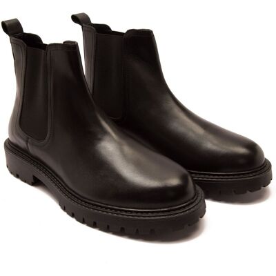 Off the Hook Men's 'Ozzy' High Heel Black Leather Chelsea Boots Size: 11 Black 11 Off the Hook Men's 'Ozzy' High Heel Black Leather Chelsea Boots Size: 11 Black 11