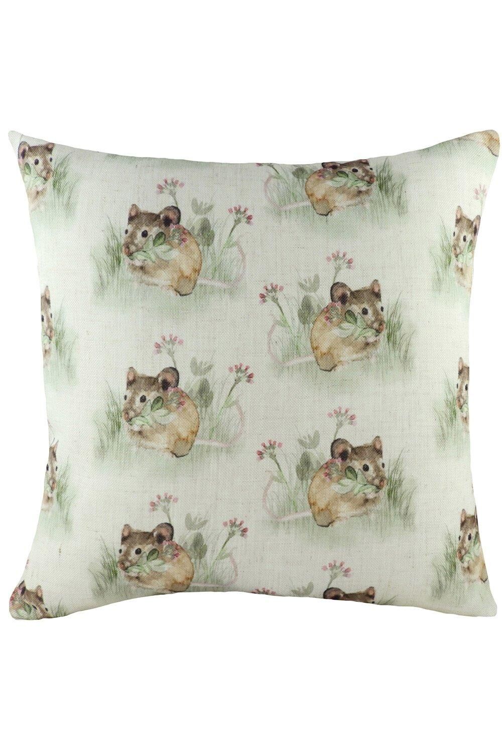 Evans Lichfield Hedgerow Mice Hand-Painted Watercolour Repeat Printed Cushion