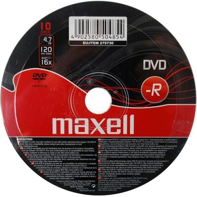 Maxell 16x DVD-R 16x 10-Piece Shrink Wrap in White White Maxell 16x DVD-R 16x 10-Piece Shrink Wrap in White White