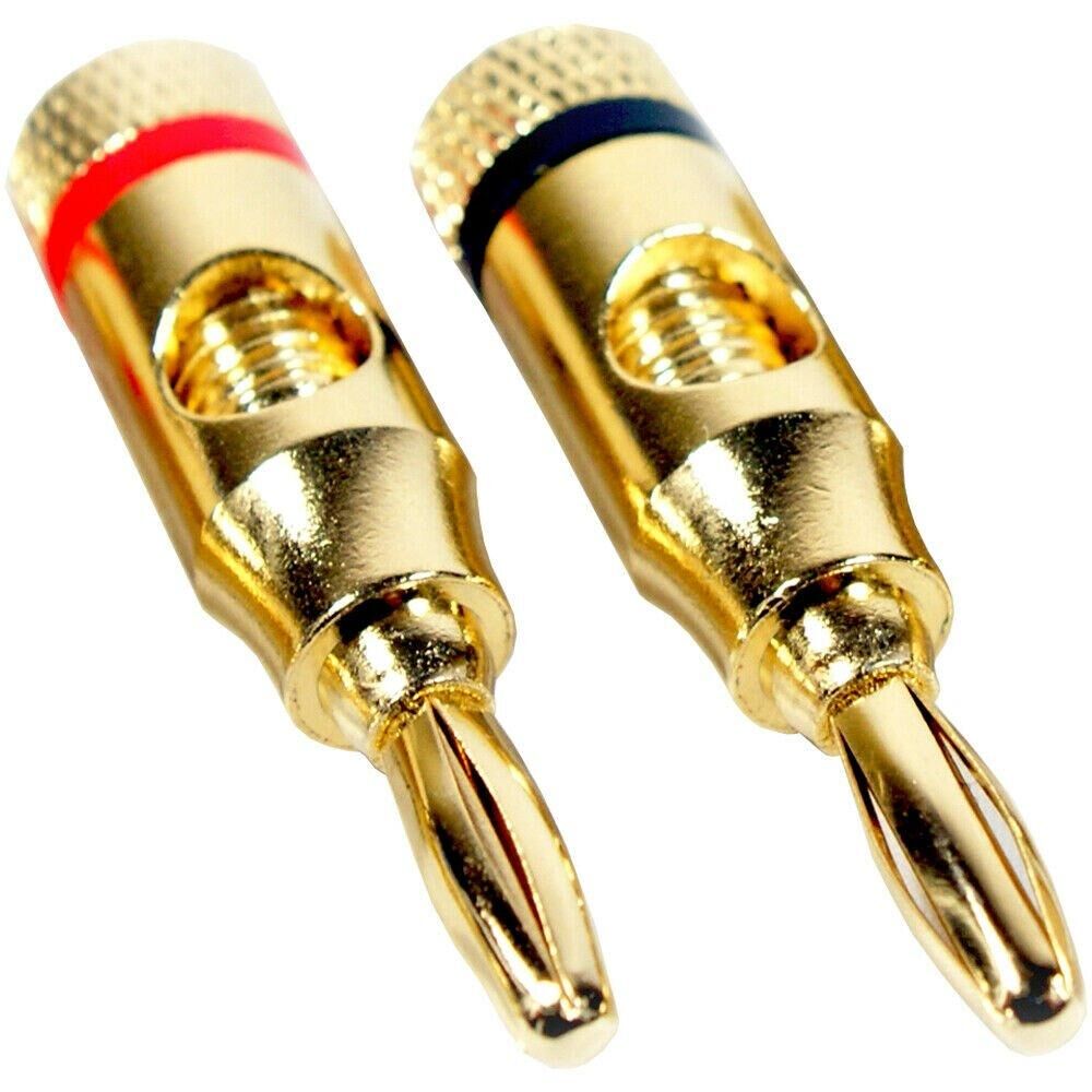 Loops 2x Premium 4mm Banana Plugs 24k Gold Plated Speaker Cable Amp HiFi Connectors